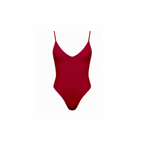 red v neck one piece | weezkini.com | Shop Now